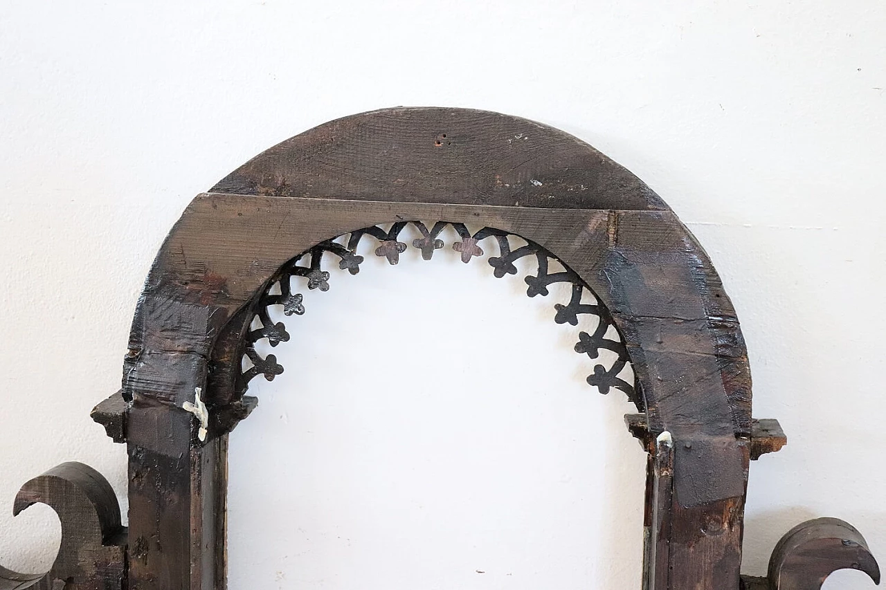 Antique three-arched hand-carved wooden frame, mid-18th century 12