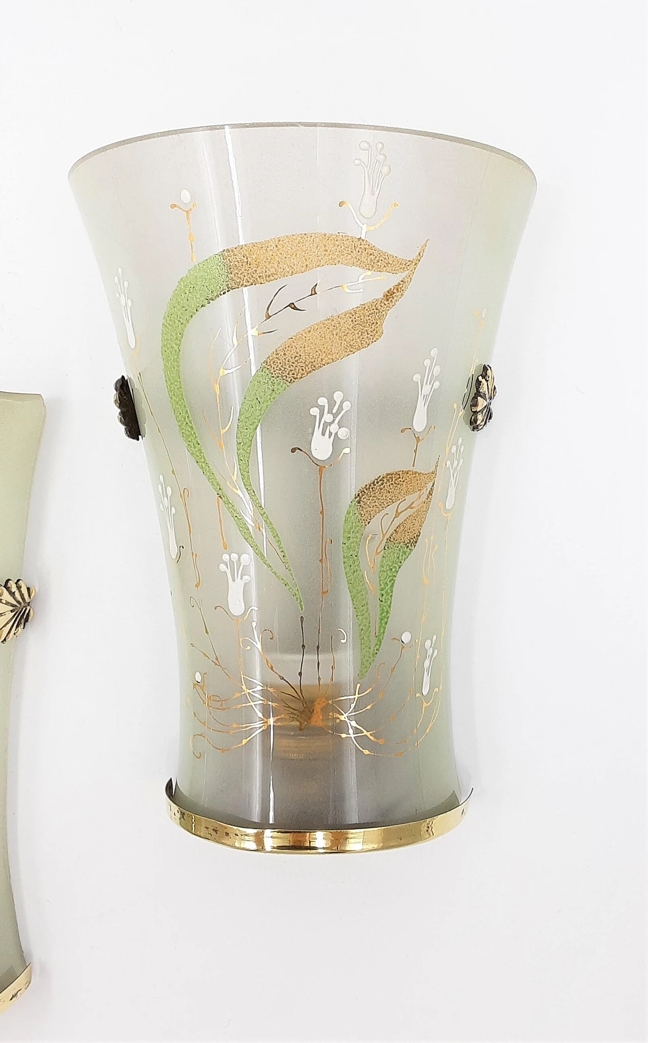 Coppia di applique in vetro decorato a mano Liberty, anni '10 6