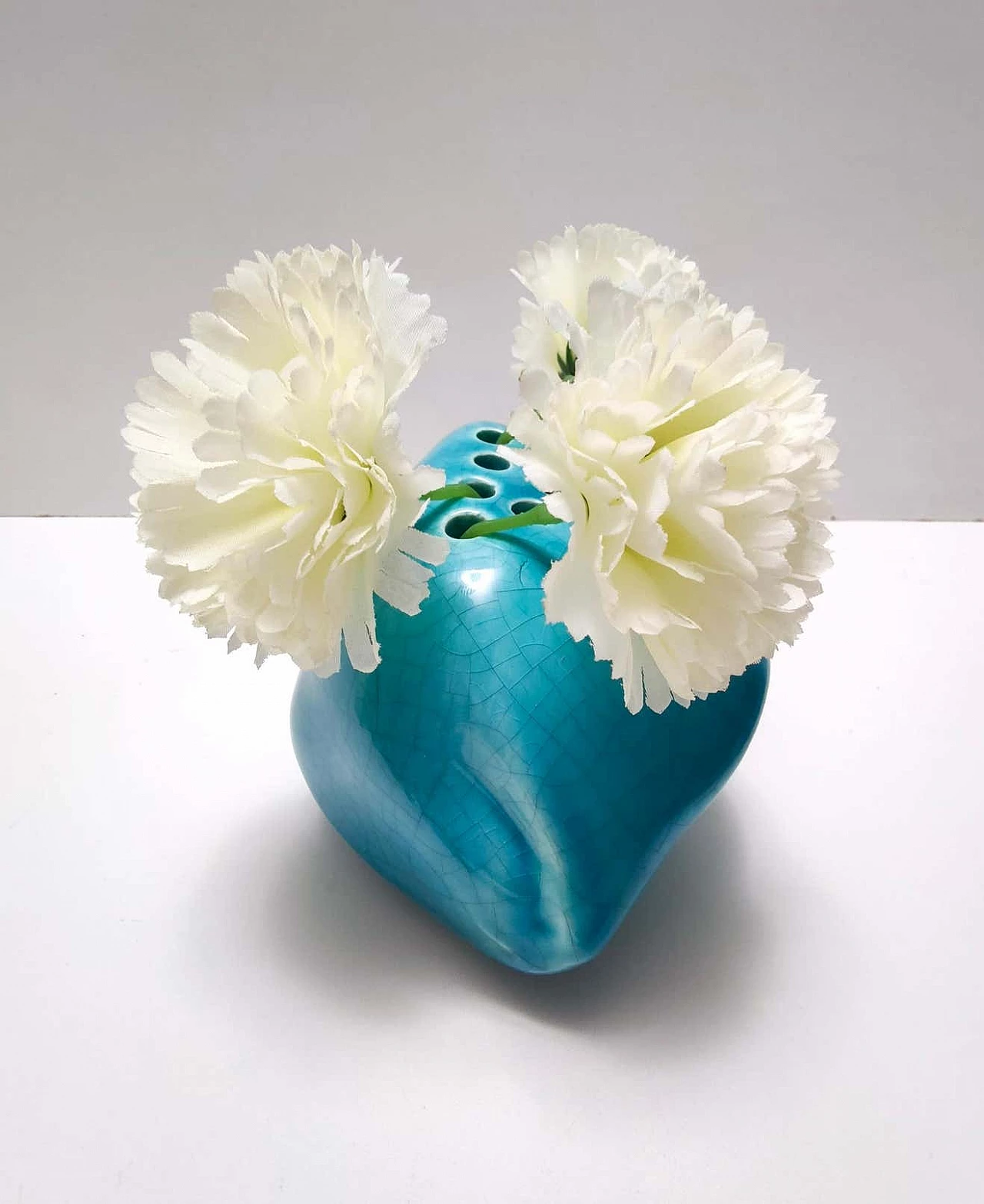 Teal lacquered ceramic vase by Giacomo Onestini for Ernestine Salerno, 1960s 5