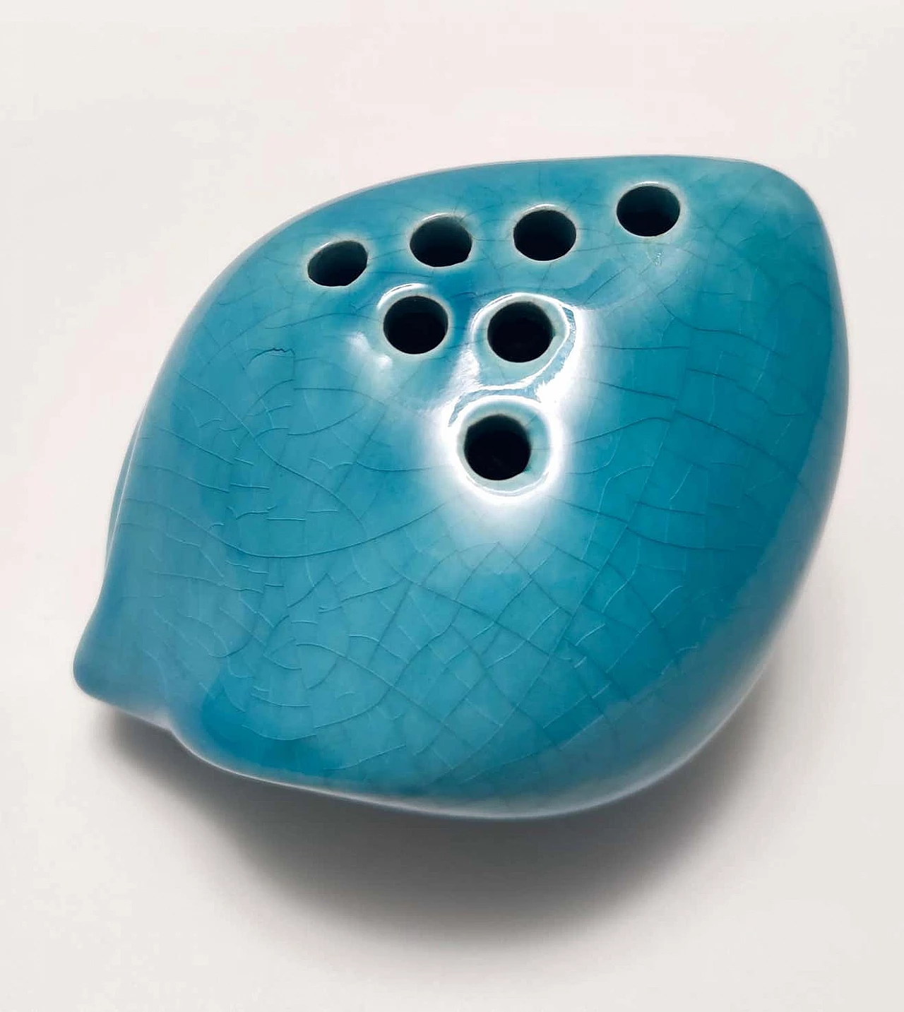 Teal lacquered ceramic vase by Giacomo Onestini for Ernestine Salerno, 1960s 9