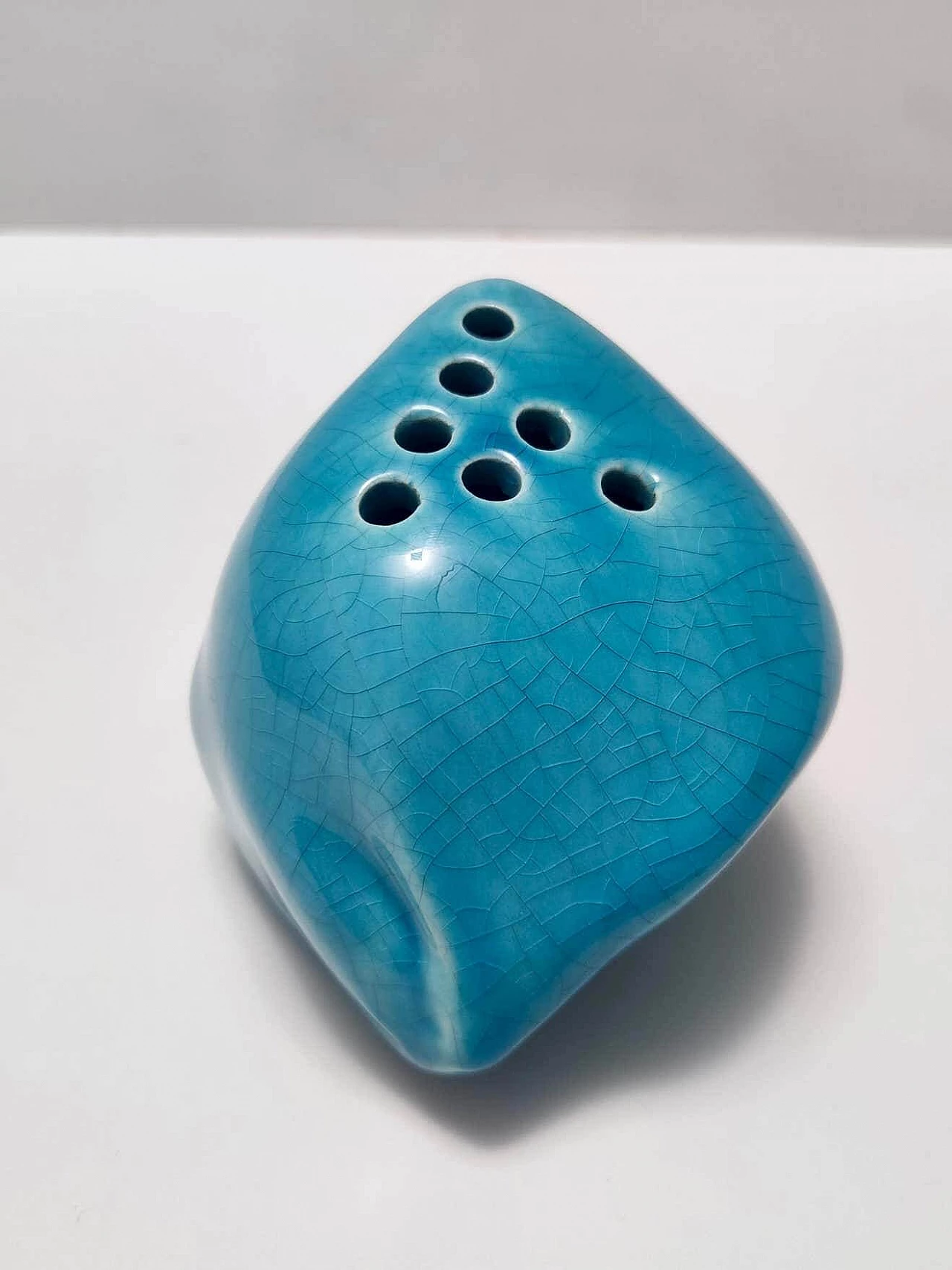 Teal lacquered ceramic vase by Giacomo Onestini for Ernestine Salerno, 1960s 10