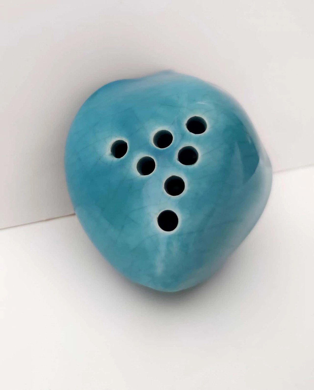 Teal lacquered ceramic vase by Giacomo Onestini for Ernestine Salerno, 1960s 11