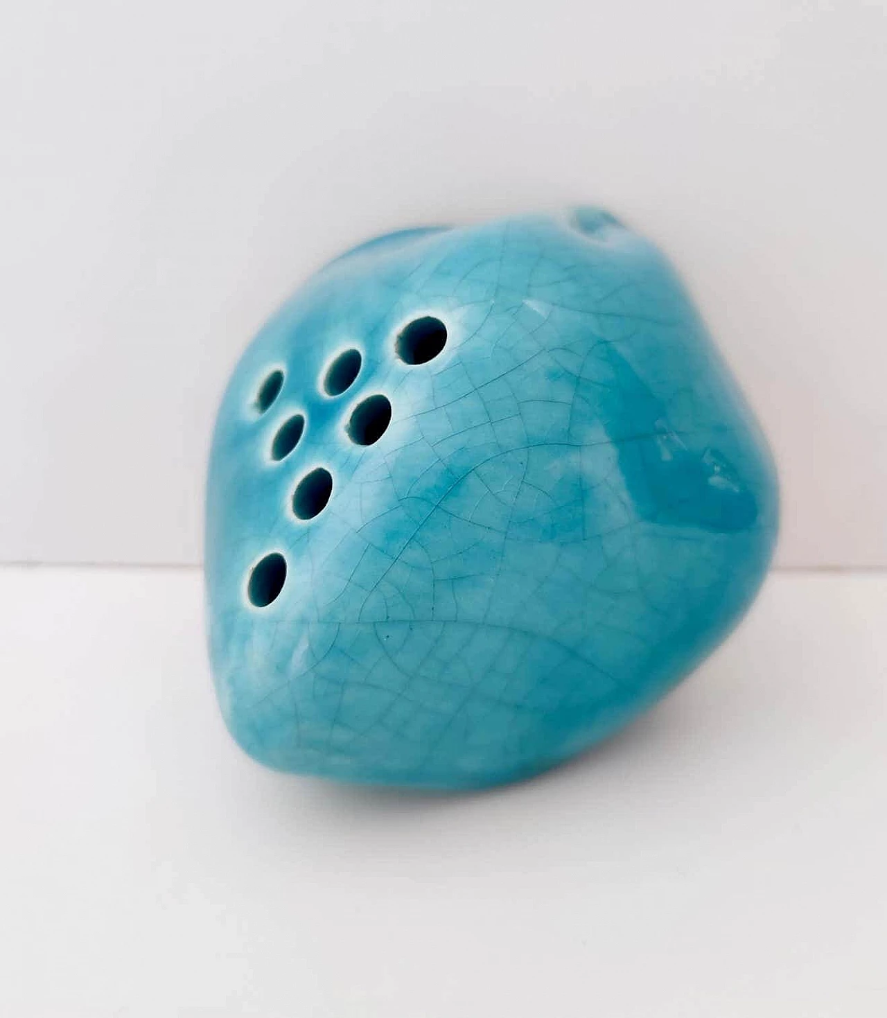 Teal lacquered ceramic vase by Giacomo Onestini for Ernestine Salerno, 1960s 12