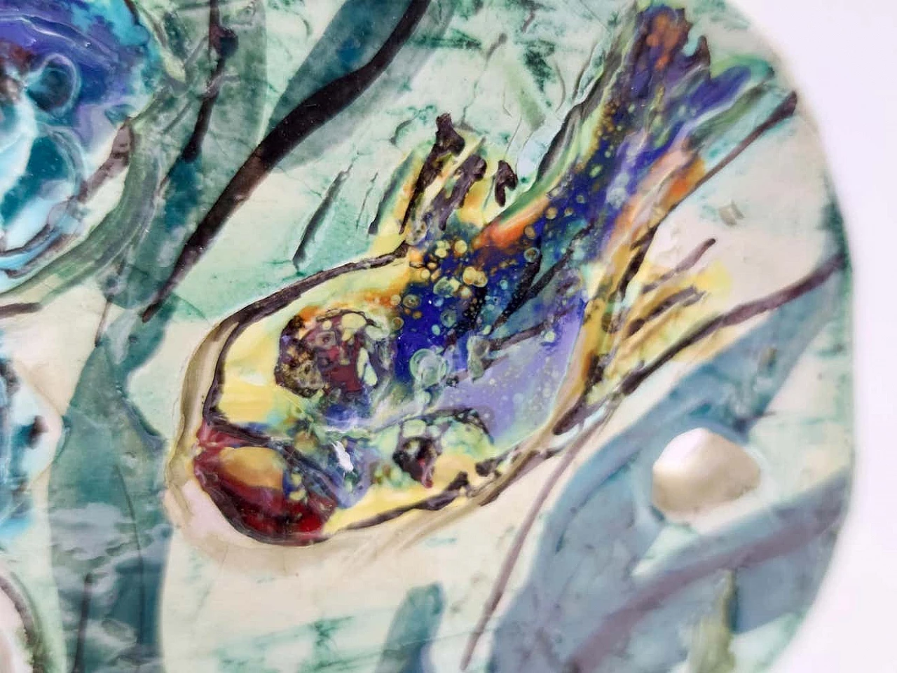 3 Hand-painted ceramic wall hangers, 1950s 3