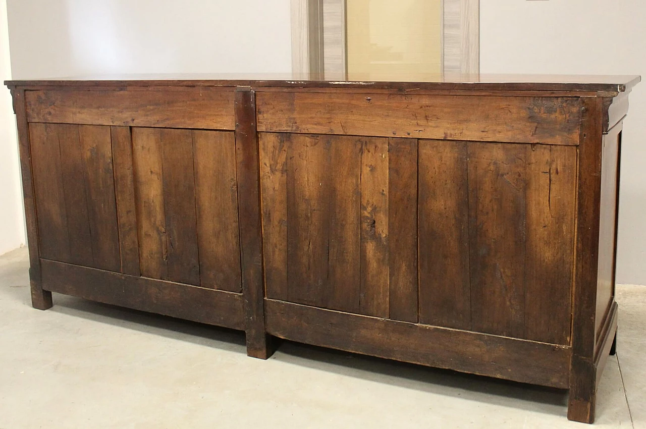 Credenza cappuccina filettata in noce massello a quattro ante Carlo X, '800 2
