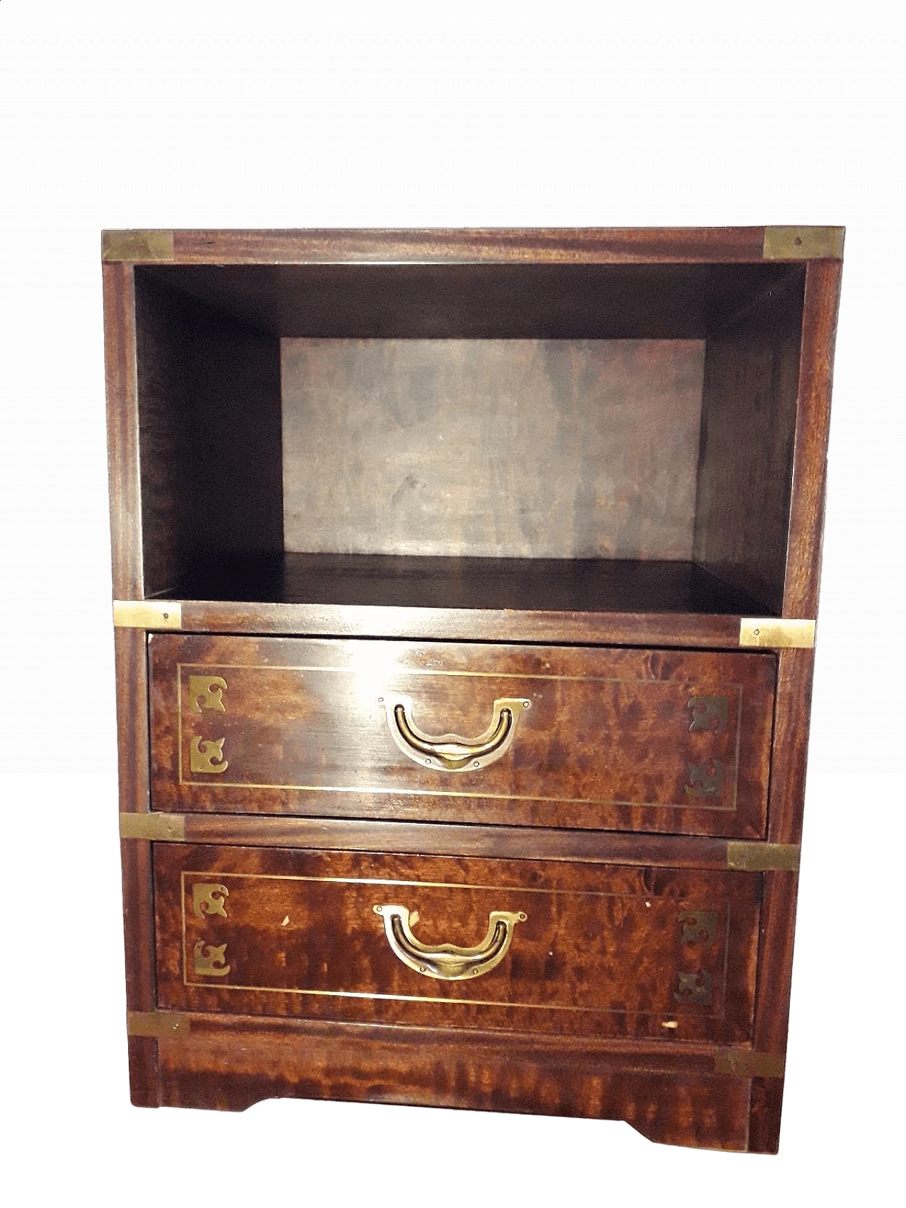 Nautical style bedside table in mahogany with brass details, early 20th century 14