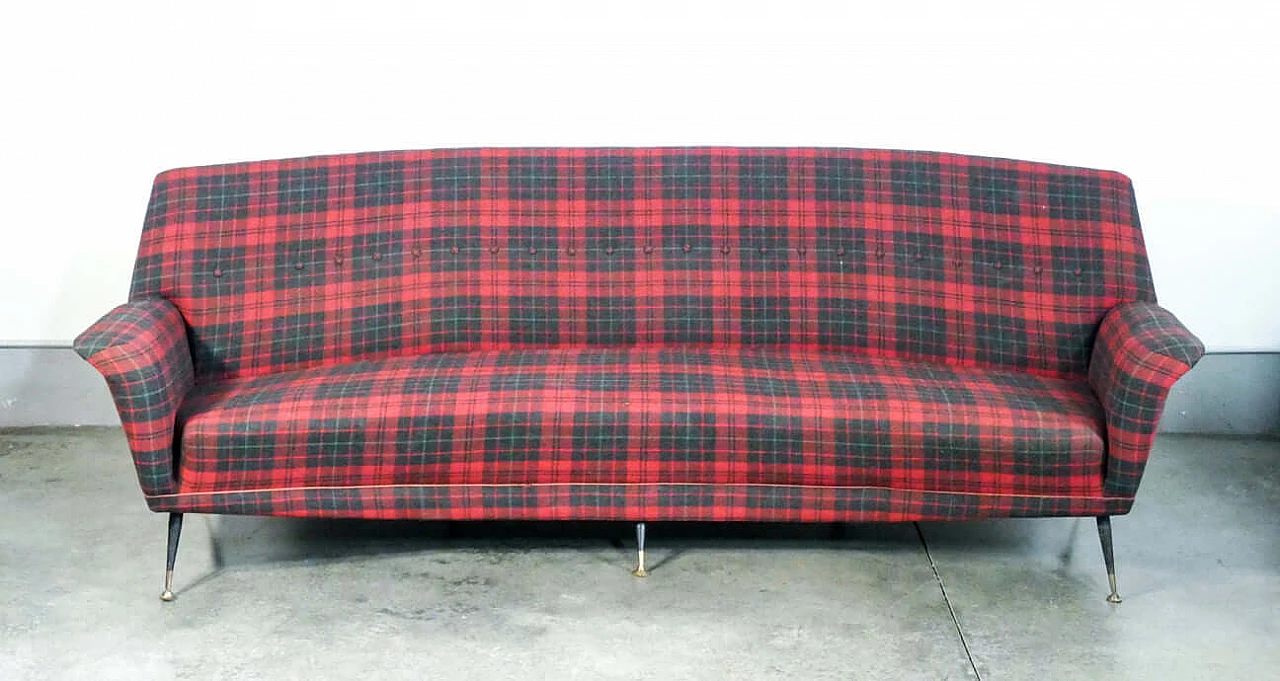 Four-seater curved sofa in the style of Gigi Radice for Minotti, 1960s 3