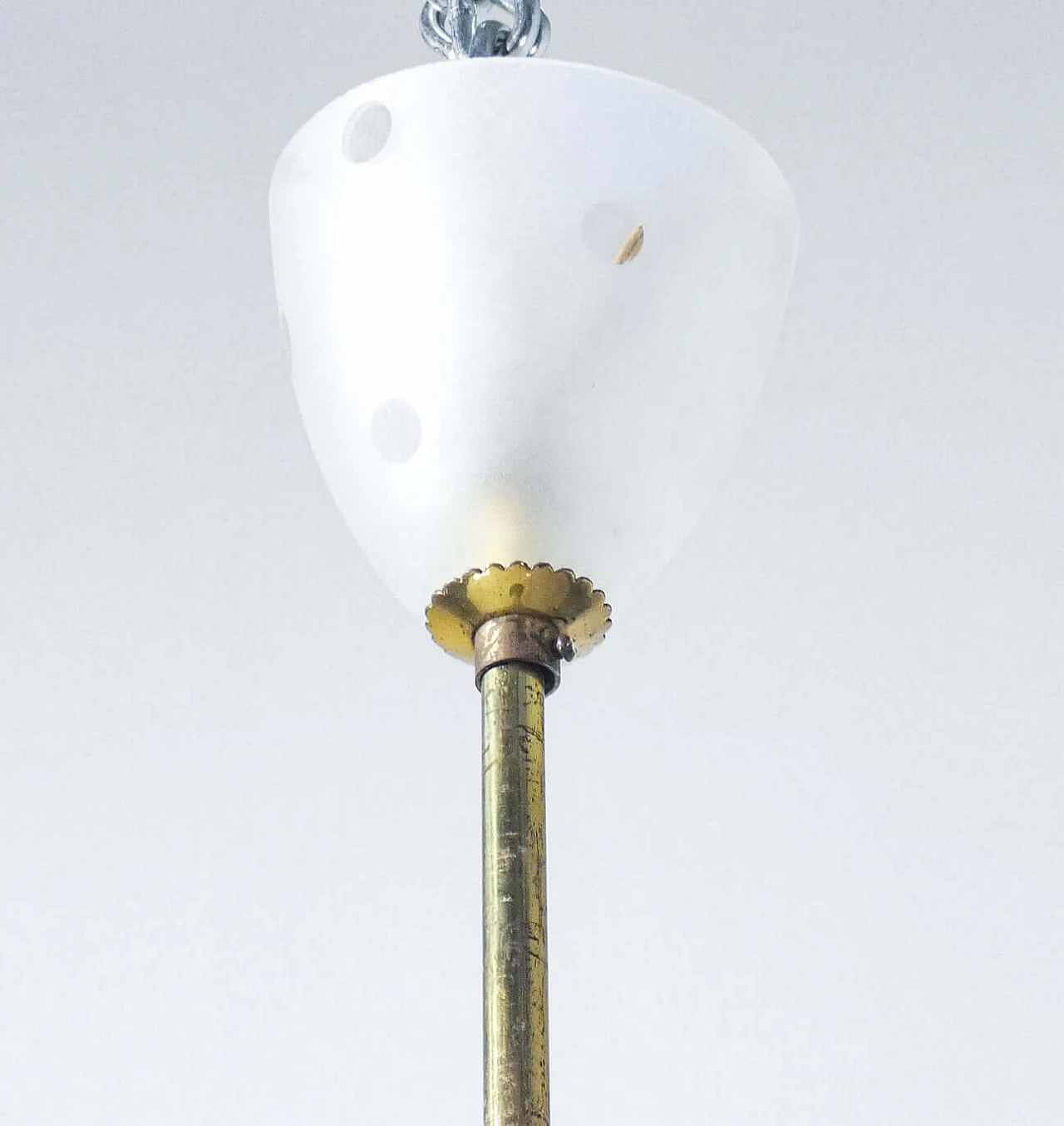 Lampadario in vetro acidato e metallo dorato, anni '50 8