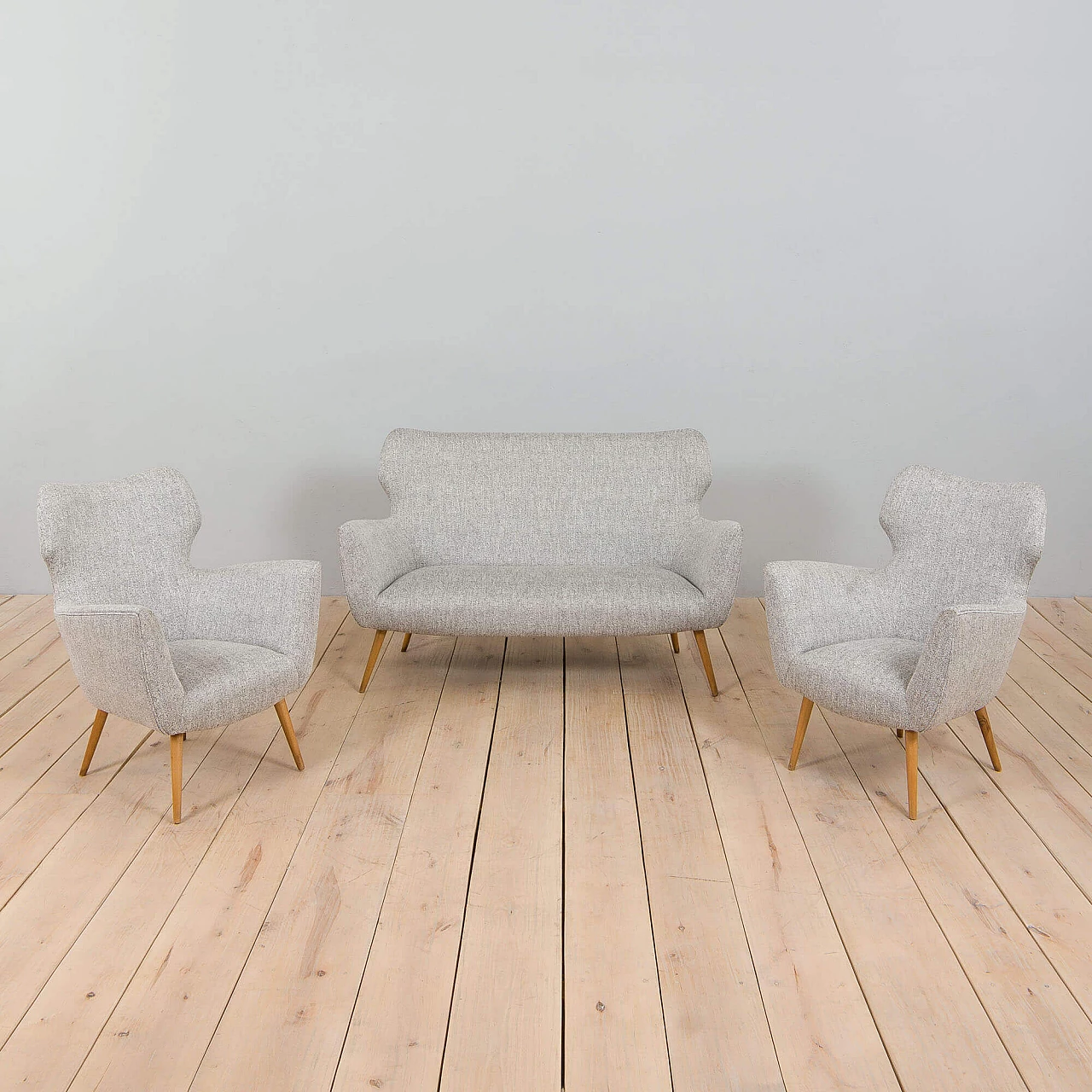 Divano italiano rivestito in stile Gio Ponti, anni '50 2