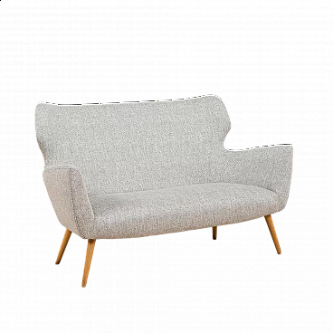 Divano italiano rivestito in stile Gio Ponti, anni '50