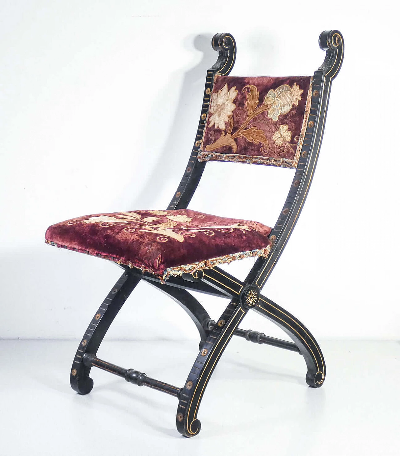 Empire lacquered and painted wood study chair, early 19th century 1