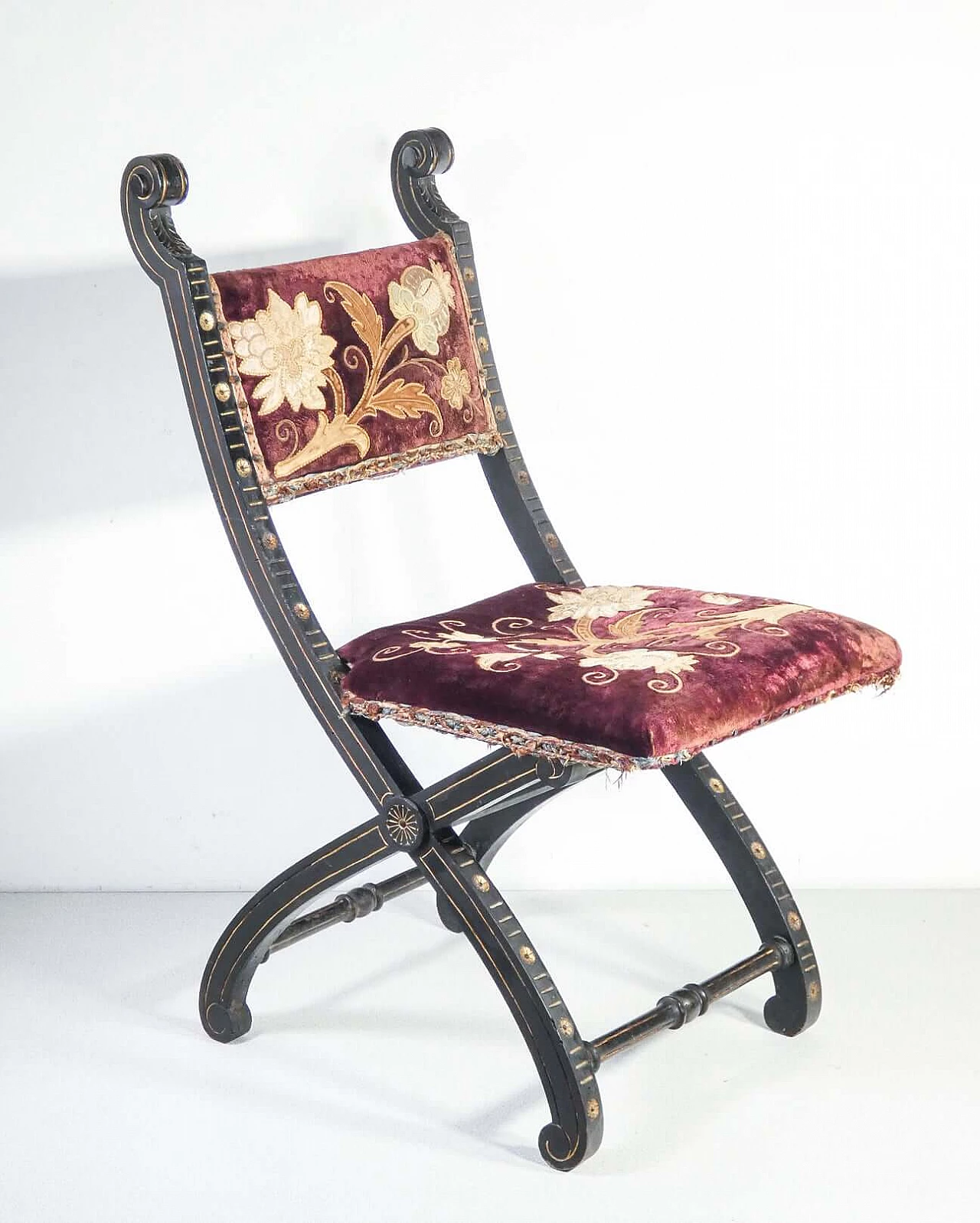 Empire lacquered and painted wood study chair, early 19th century 2