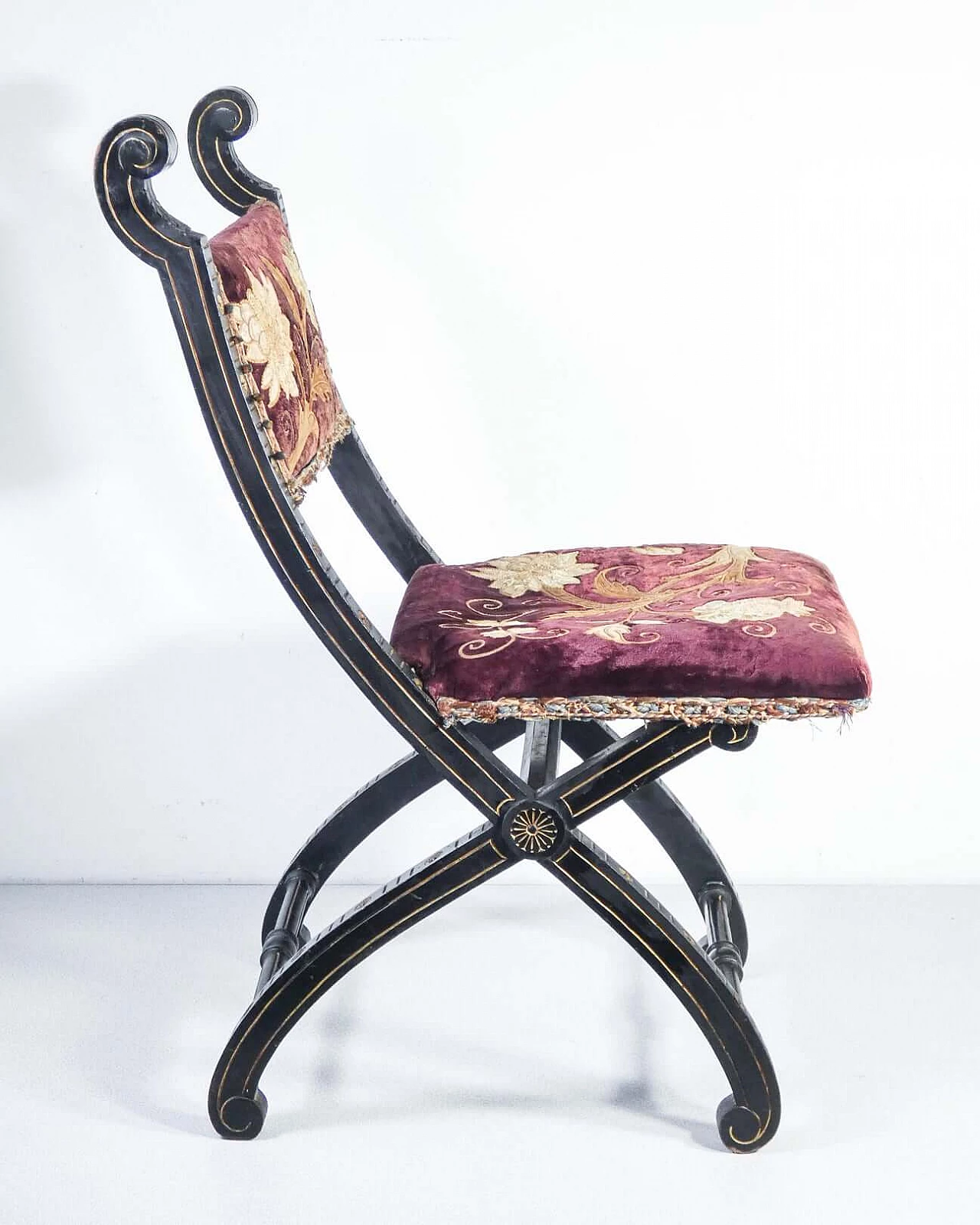 Empire lacquered and painted wood study chair, early 19th century 5