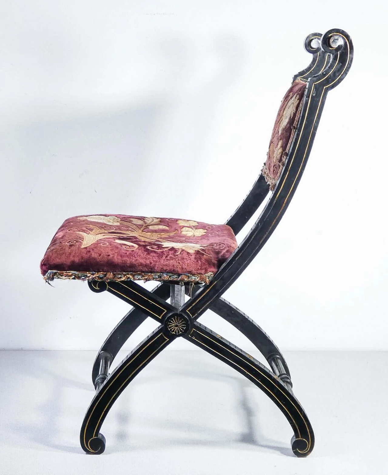 Empire lacquered and painted wood study chair, early 19th century 6