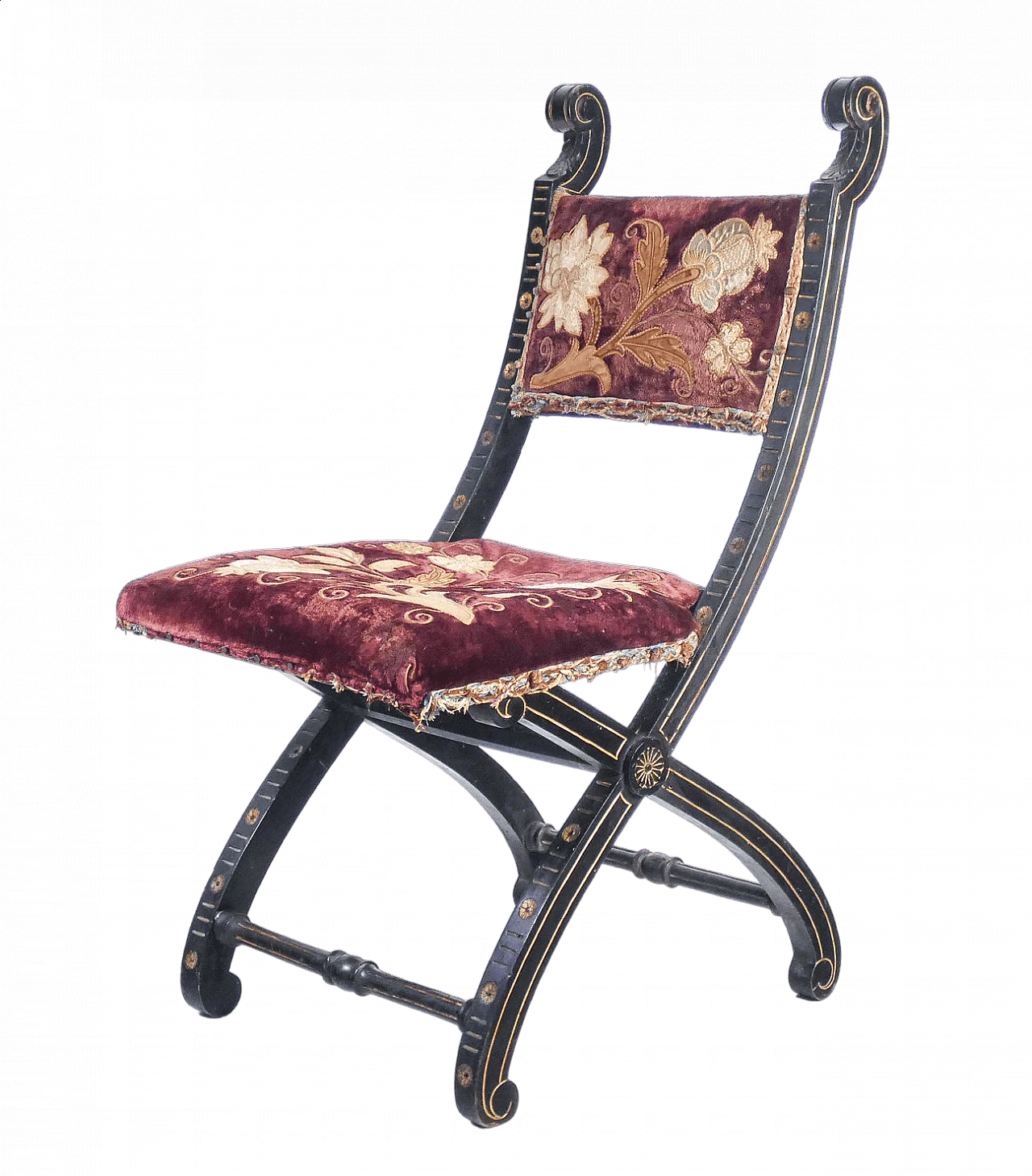 Empire lacquered and painted wood study chair, early 19th century 11