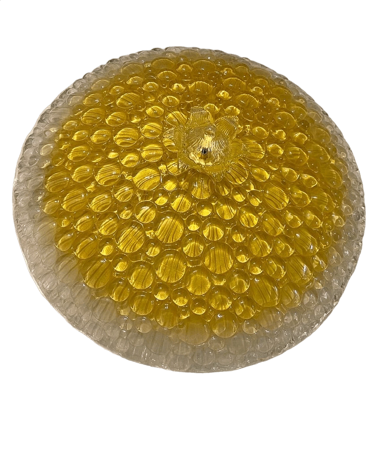 Plafoniera in vetro di Murano giallo e trasparente di Zonca, anni '70 14