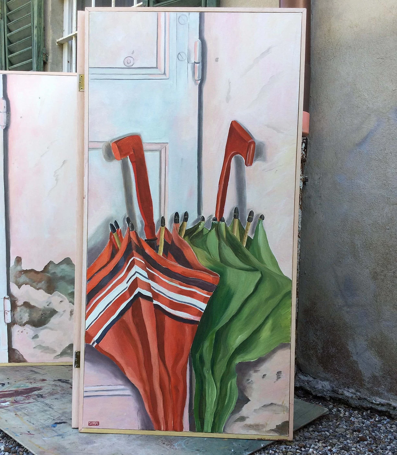 Paravento a tre ante foderate con stoffa, anni '2000 2