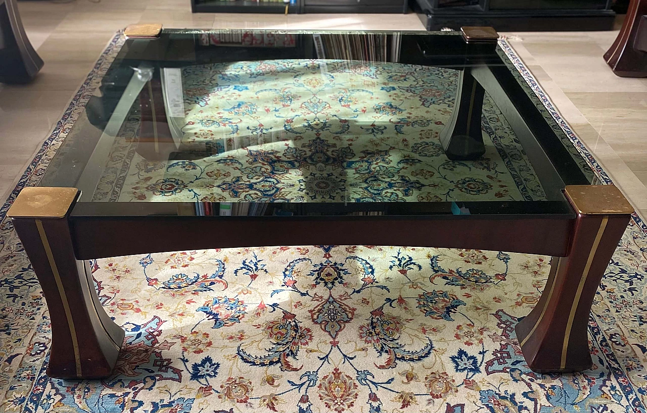 Tavolino Ussaro con piano in vetro per Frigerio Di Desio, anni '60 1