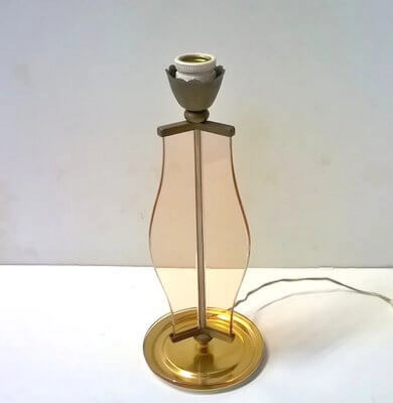 Lamp in pink glass and brass by Pietro Chiesa for Fontana Arte, 1930s 4