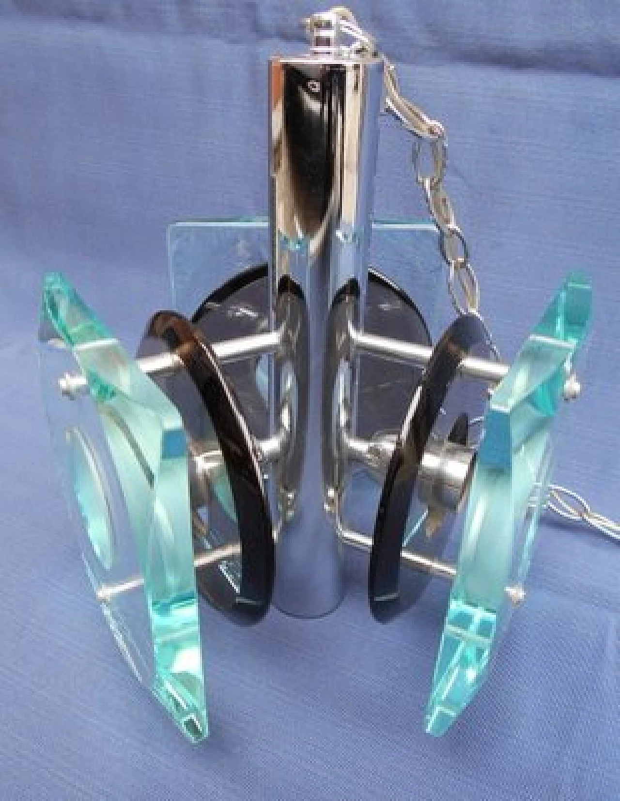 Chandelier in colored crystal attributed to Fontana Arte, 1960s 1