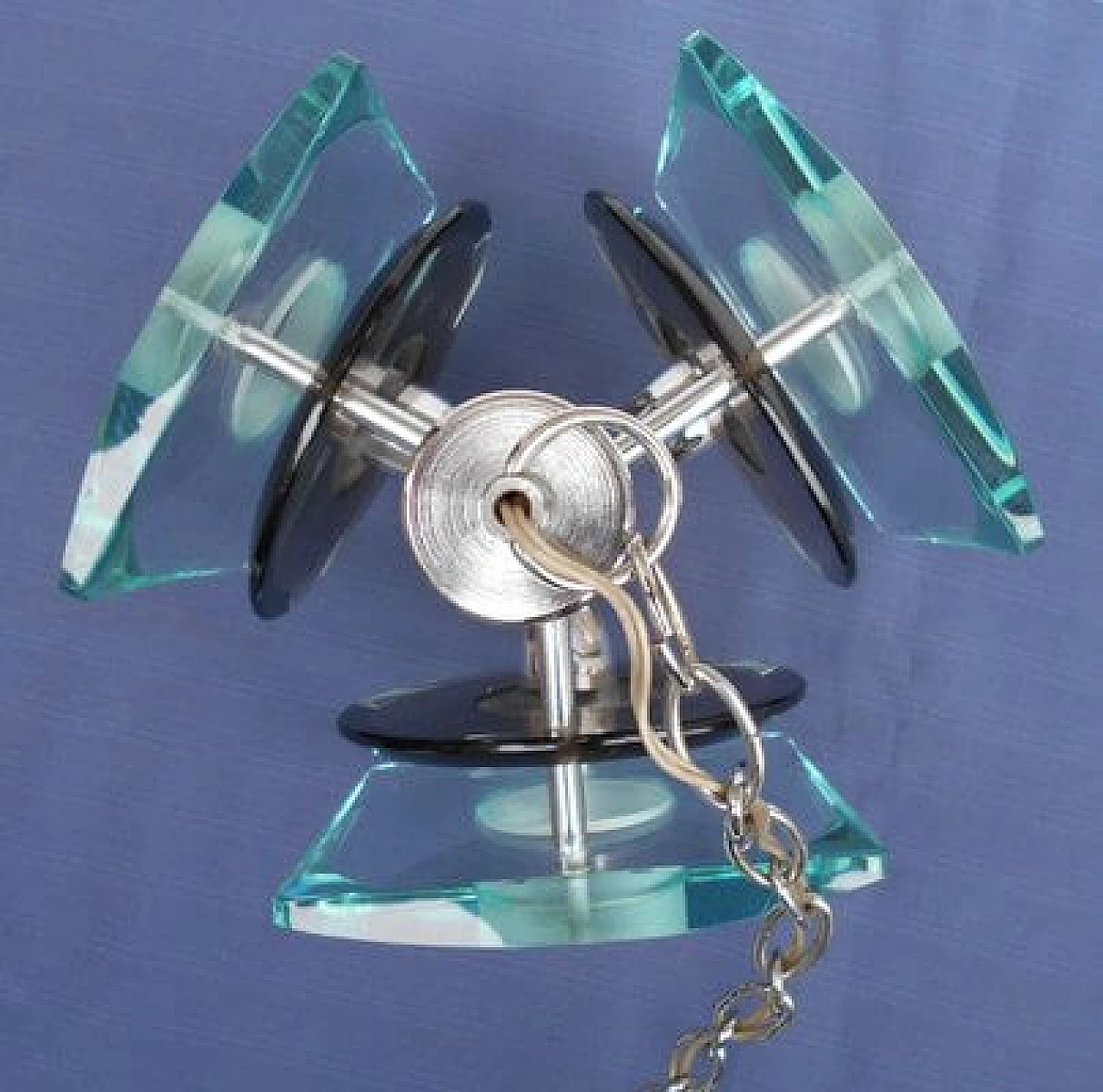 Chandelier in colored crystal attributed to Fontana Arte, 1960s 3