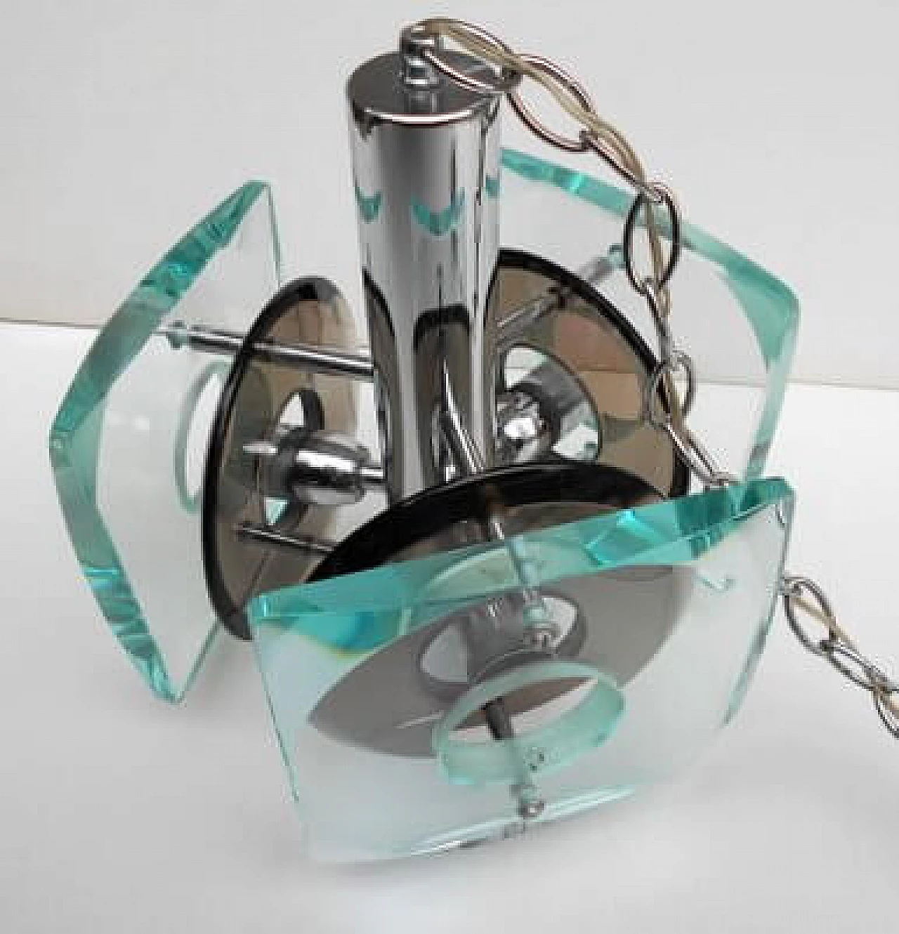 Chandelier in colored crystal attributed to Fontana Arte, 1960s 7