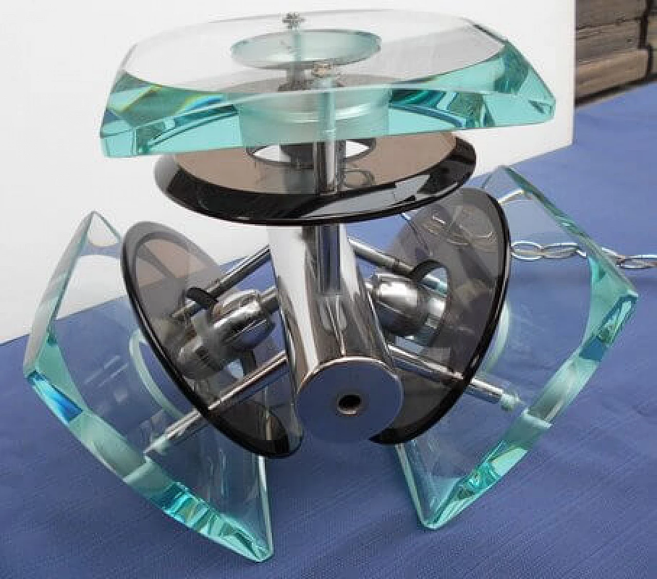 Chandelier in colored crystal attributed to Fontana Arte, 1960s 8