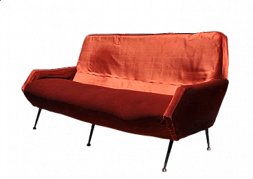 Velvet sofa in the style of Gio Ponti and Marco Zanuso, 1950s