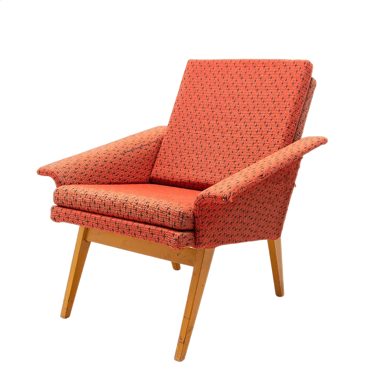 Poltrona in legno di faggio e tessuto di Jaroslav Smídek, anni '60 19