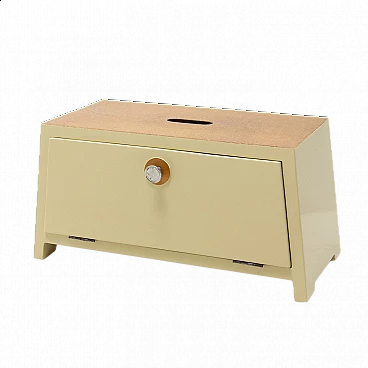Painted wooden shoe cabinet with chrome-plated handle, 1960s