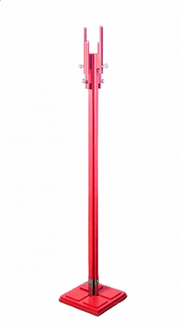 Coat rack in red lacquered wood by Carlo De Carli for Fiarm, 1960s
