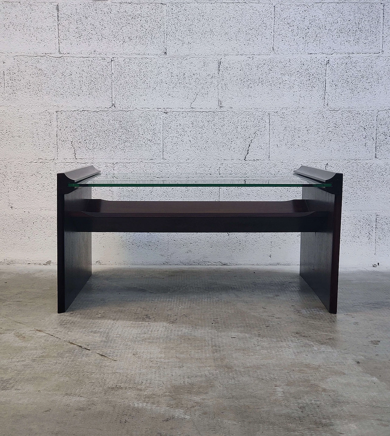 Acca wood and glass coffee table by Kazuhide Takahama for Gavina, 1960s 4