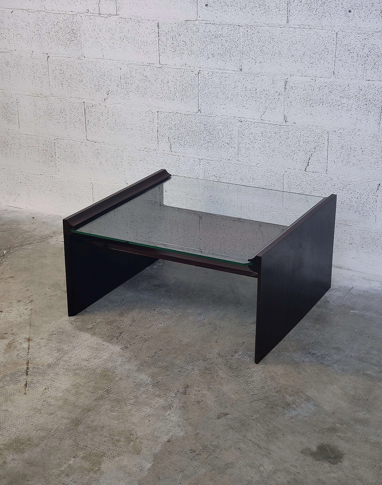 Acca wood and glass coffee table by Kazuhide Takahama for Gavina, 1960s 6