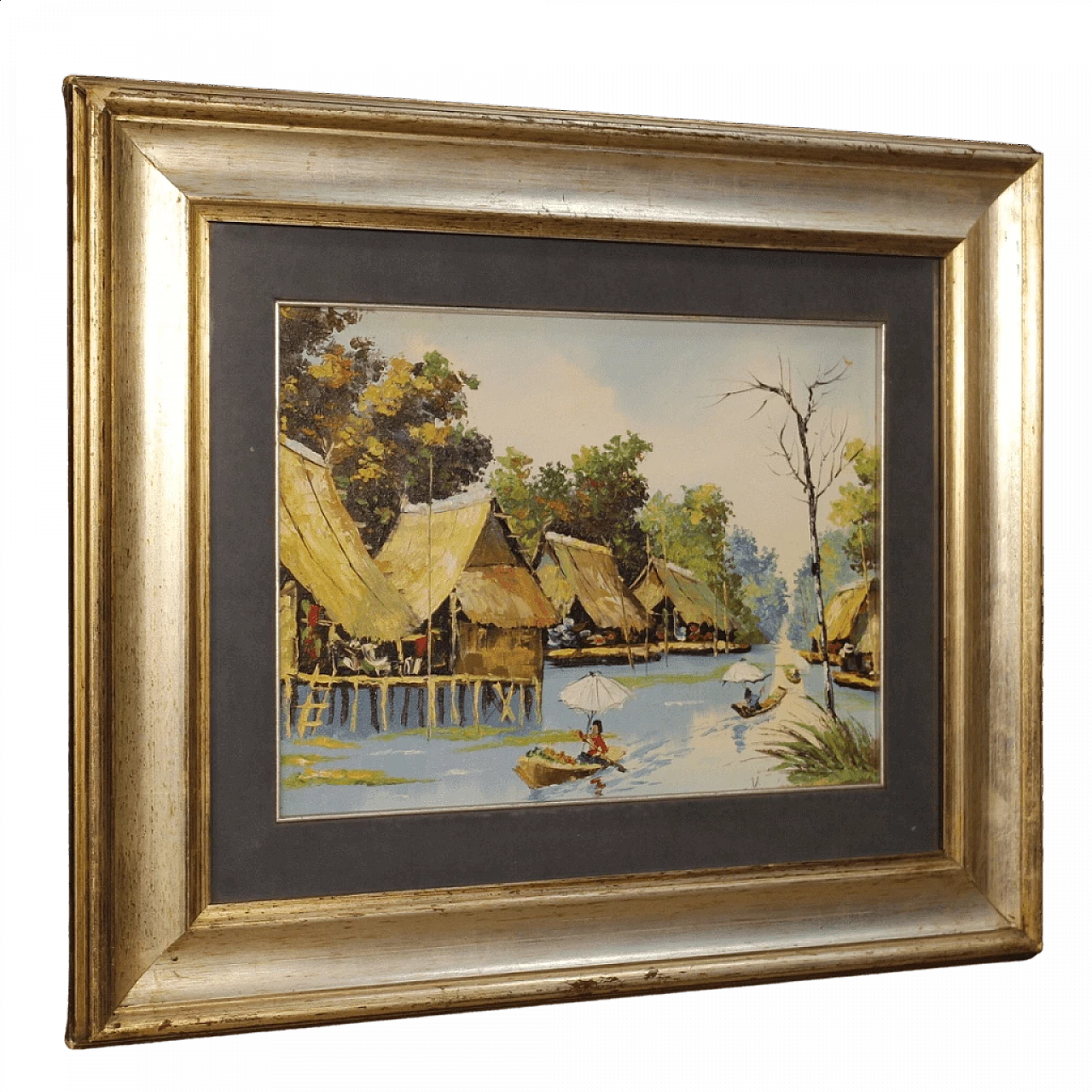 Dipinto francese di paesaggio orientale, olio su tela 13