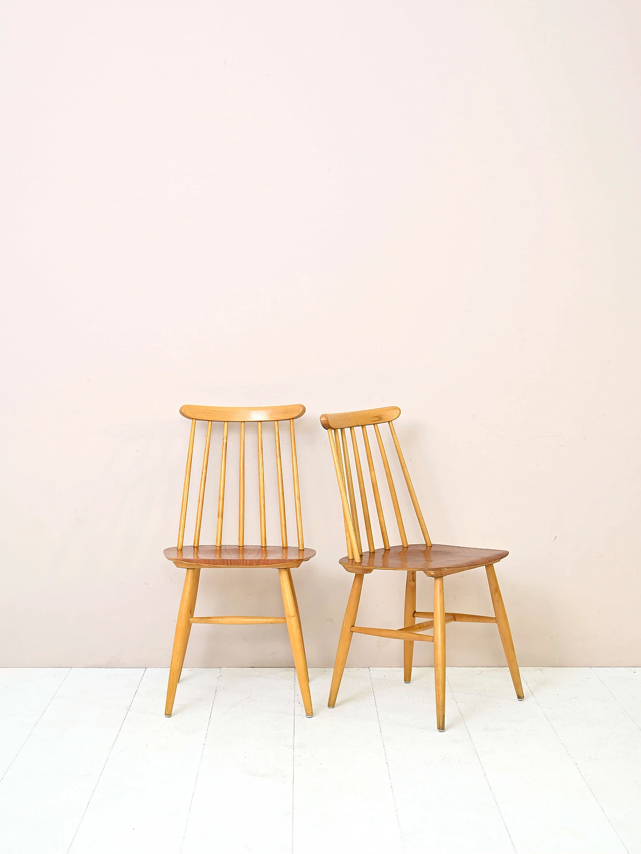 Pair of Pinnstol birch and teak chairs for Edsby Verken, 1960s 1