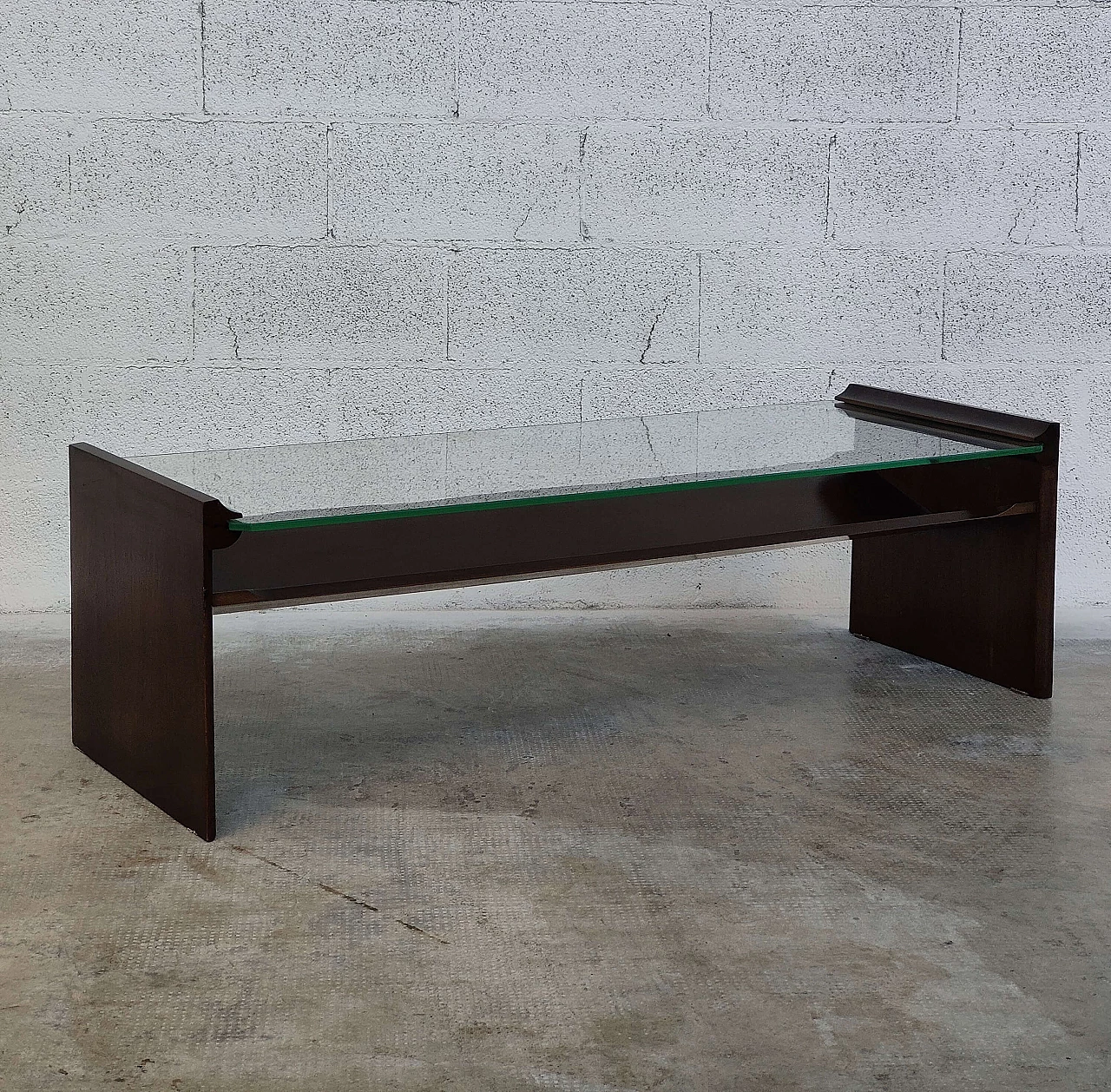 Acca coffee table in wood with glass top by Kazuhide Takahama for Gavina, 1960s 3