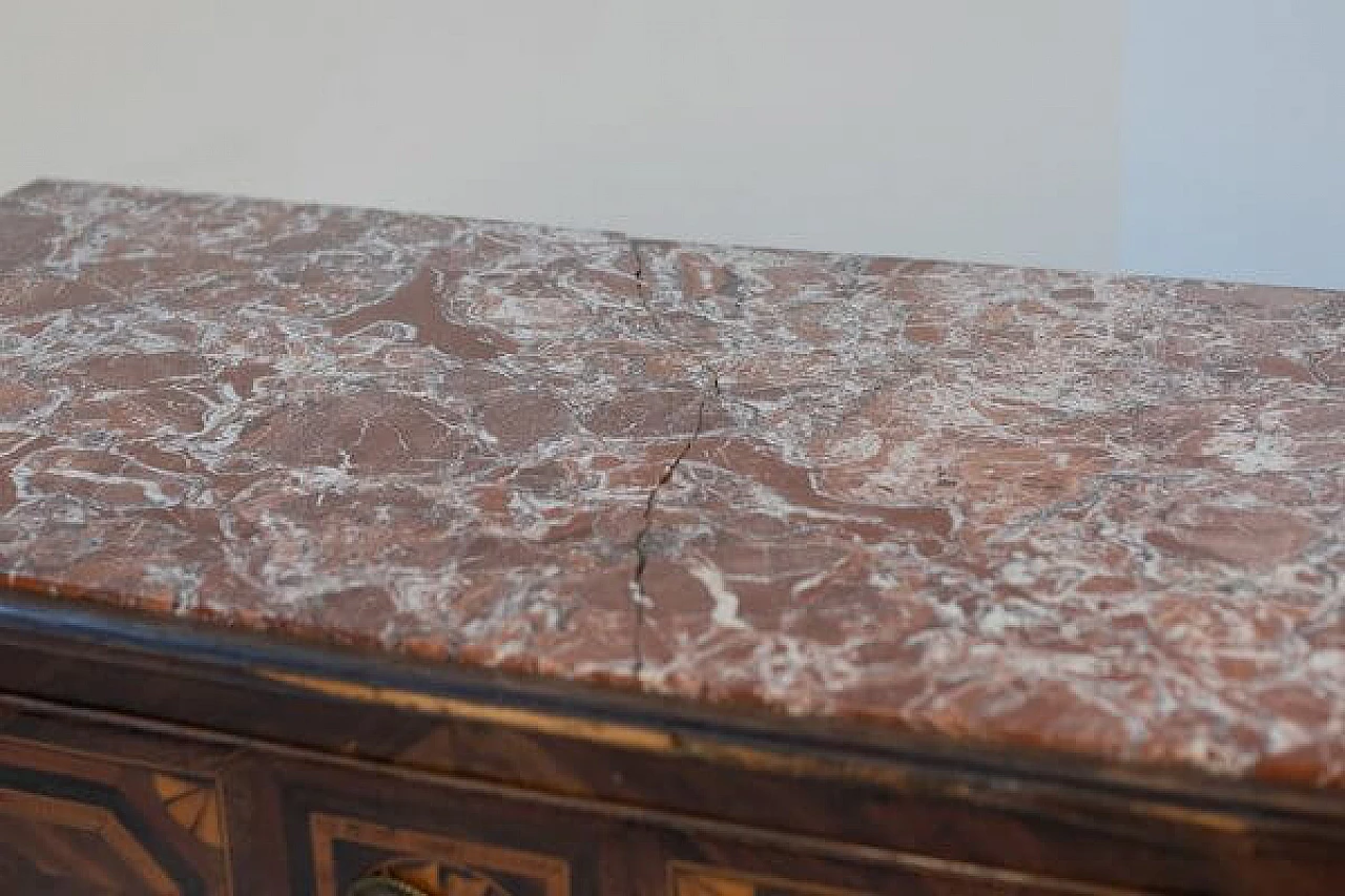 Wood and red marble chest of drawers, 18th century 11