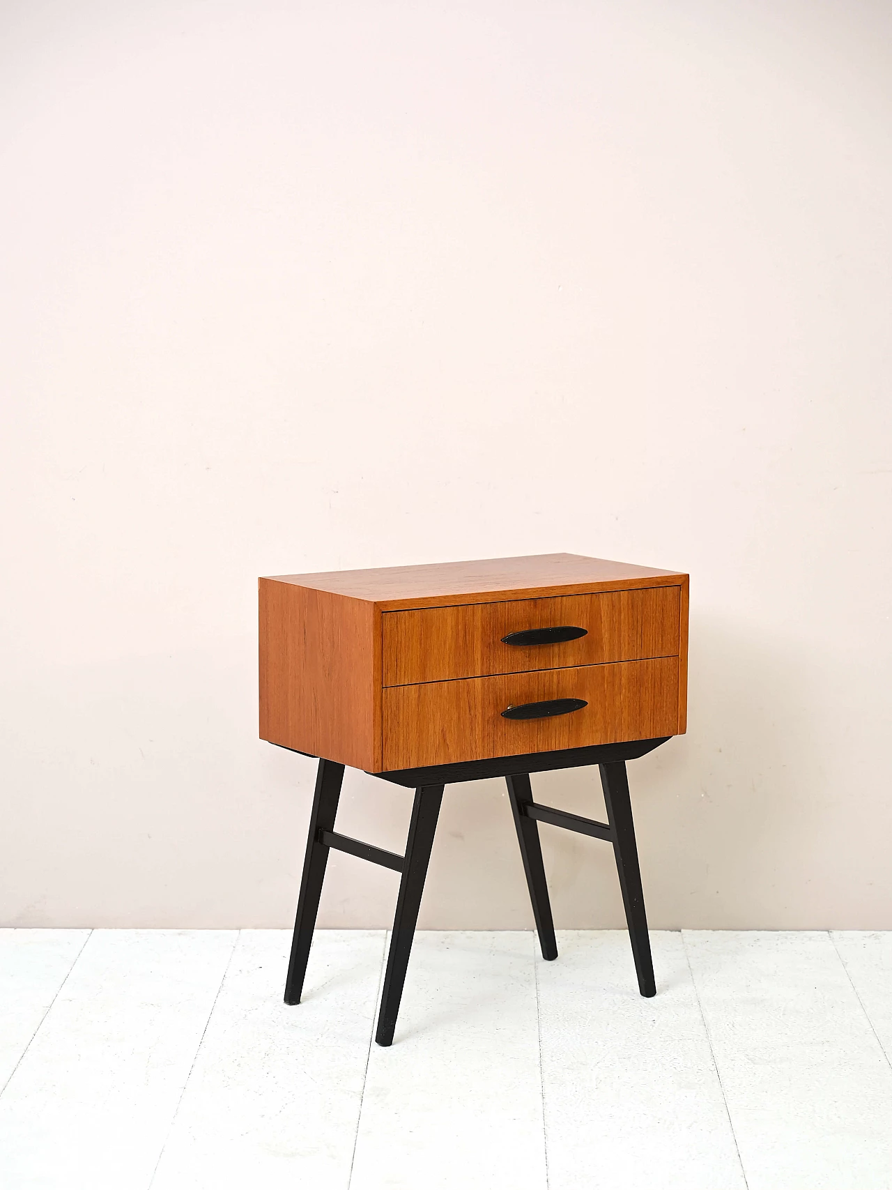 Two-tone teak bedside table with two drawers, 1960s 3