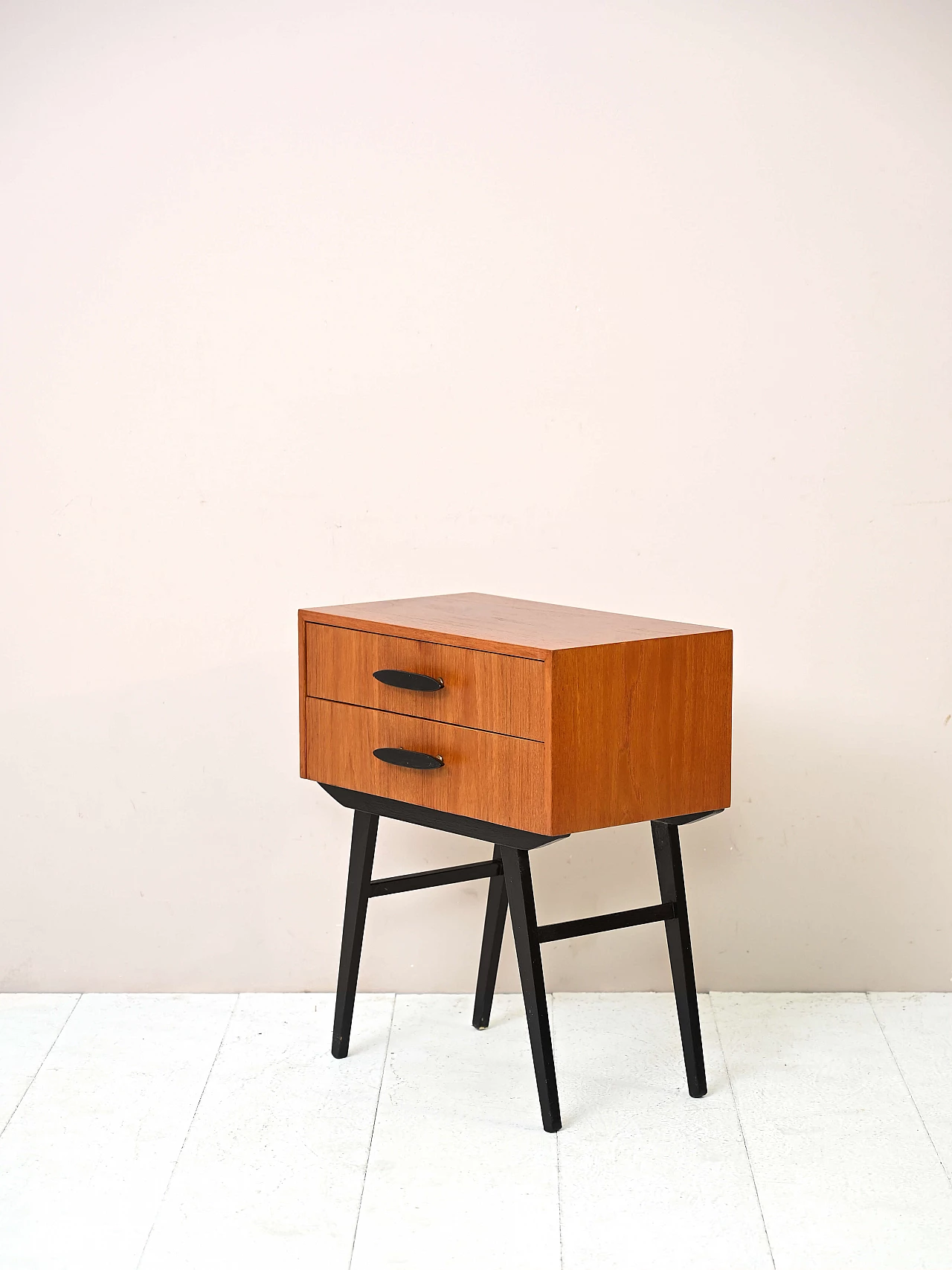 Two-tone teak bedside table with two drawers, 1960s 4