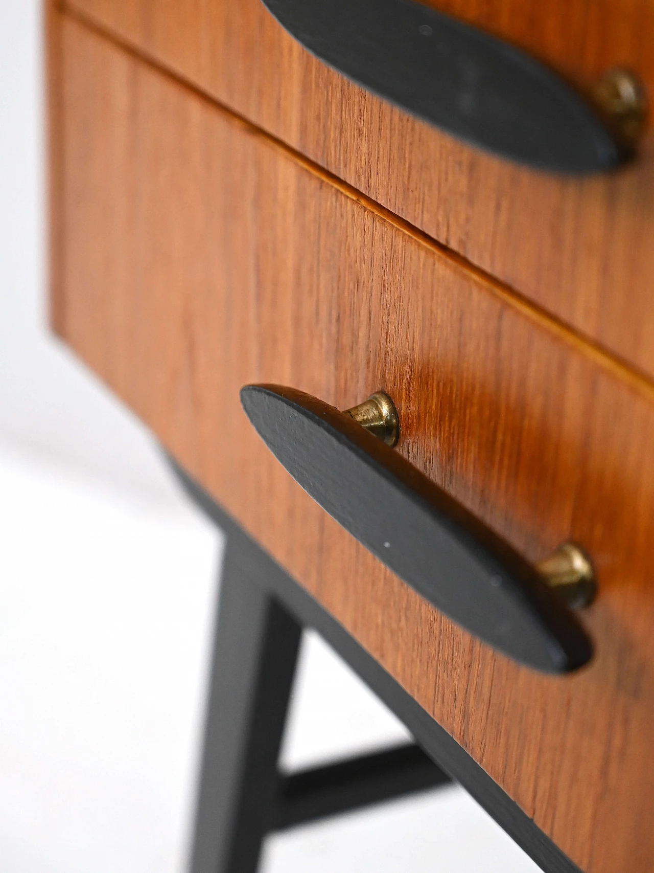 Two-tone teak bedside table with two drawers, 1960s 7