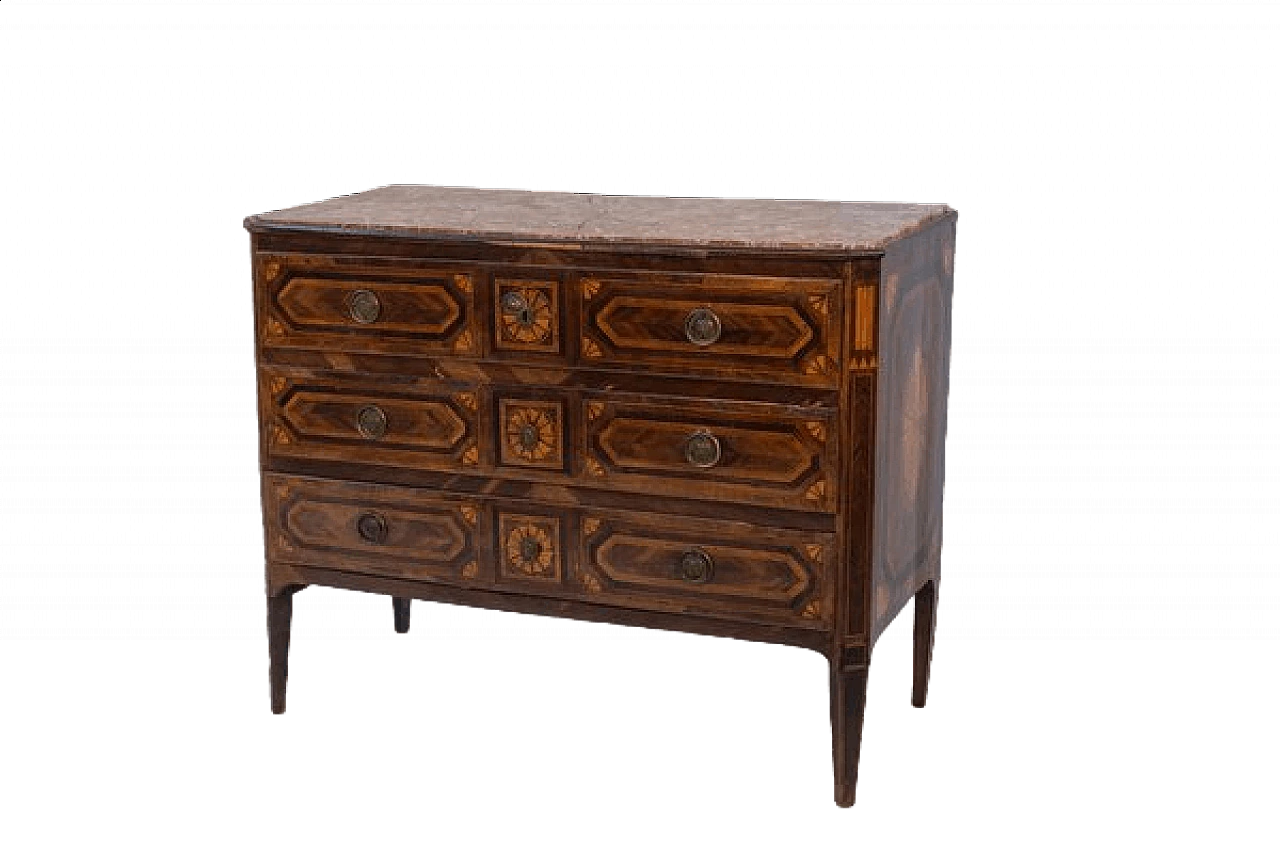 Wood and red marble chest of drawers, 18th century 14