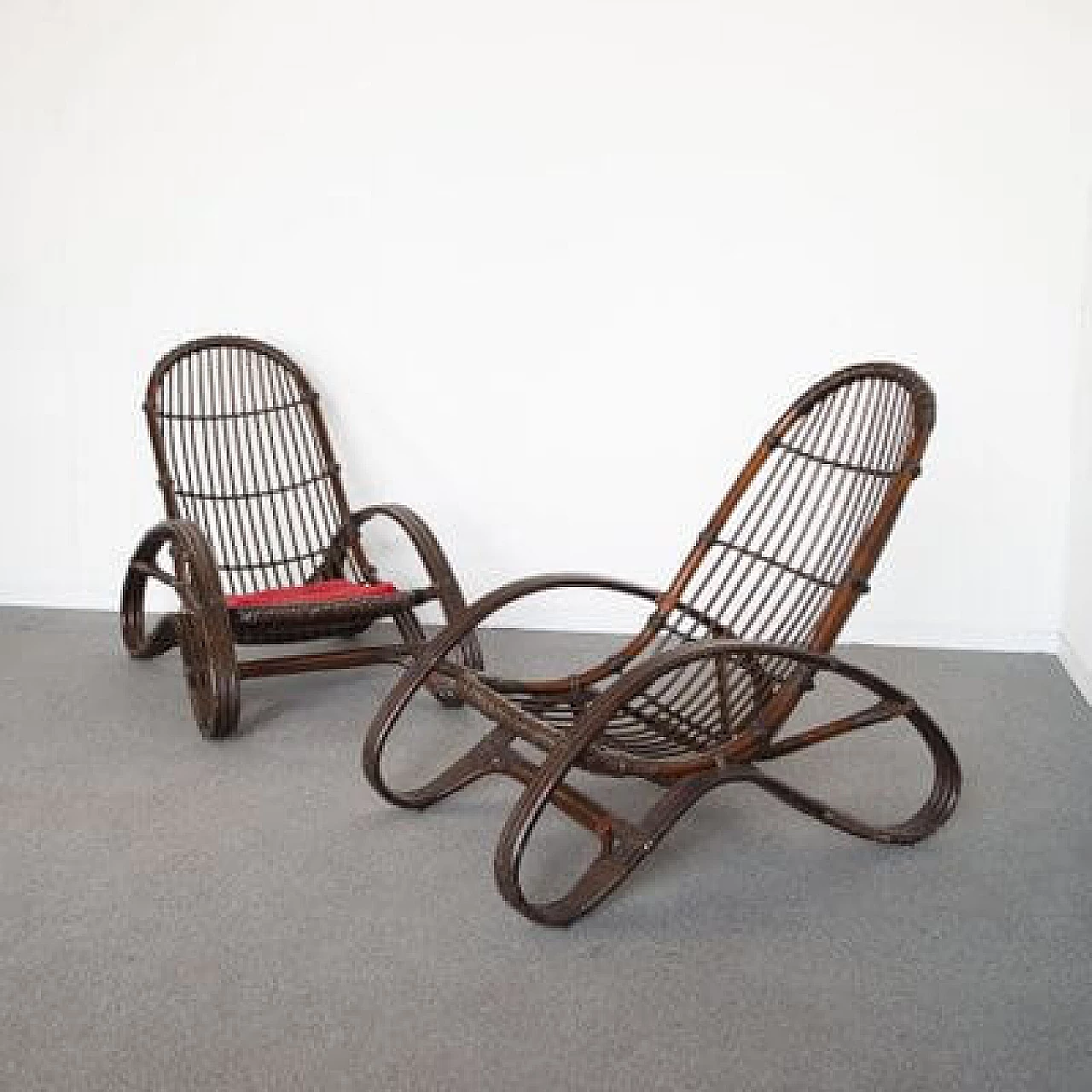 Pair of wicker armchairs, 1960s 1