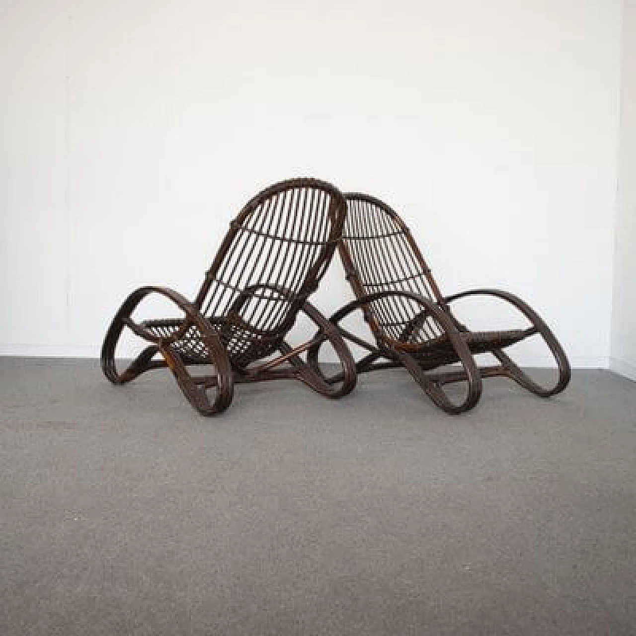 Pair of wicker armchairs, 1960s 2