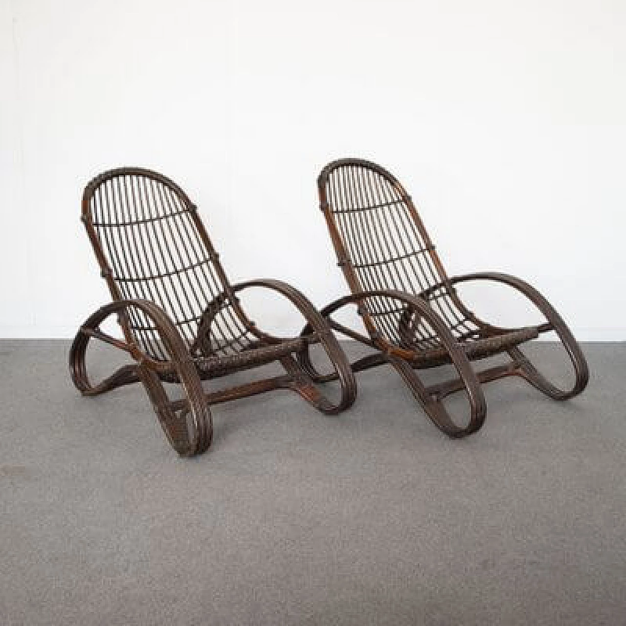 Pair of wicker armchairs, 1960s 3