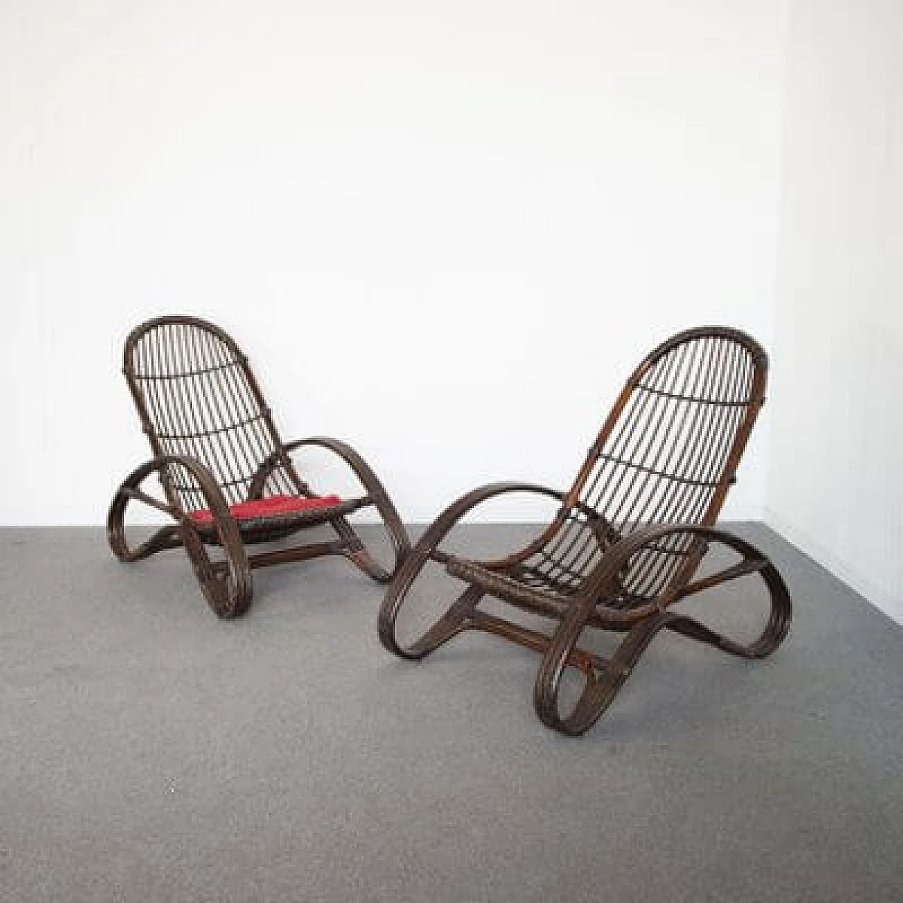 Pair of wicker armchairs, 1960s 4