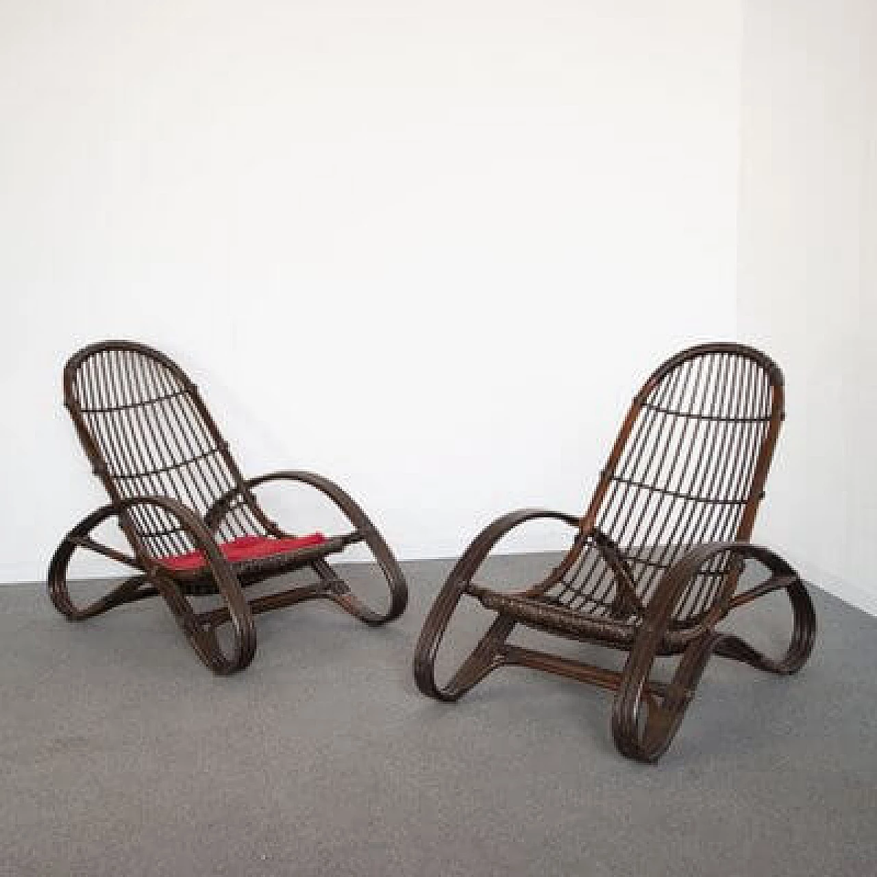 Pair of wicker armchairs, 1960s 5