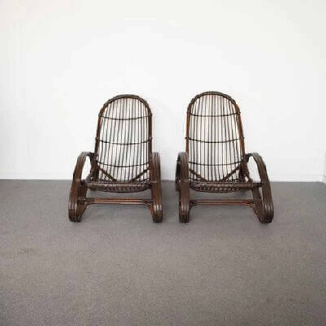 Pair of wicker armchairs, 1960s 8