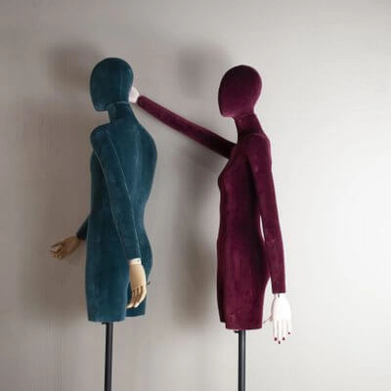 Pair of mannequins in plastic and metal covered with velvet, 1990s 3
