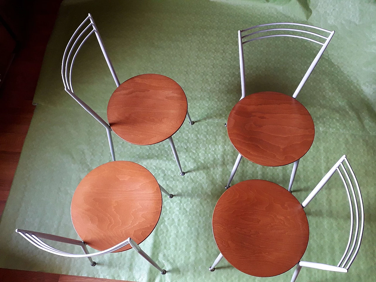 4 Chairs in iron with cherry wood seat by Calligaris, 1980s 1