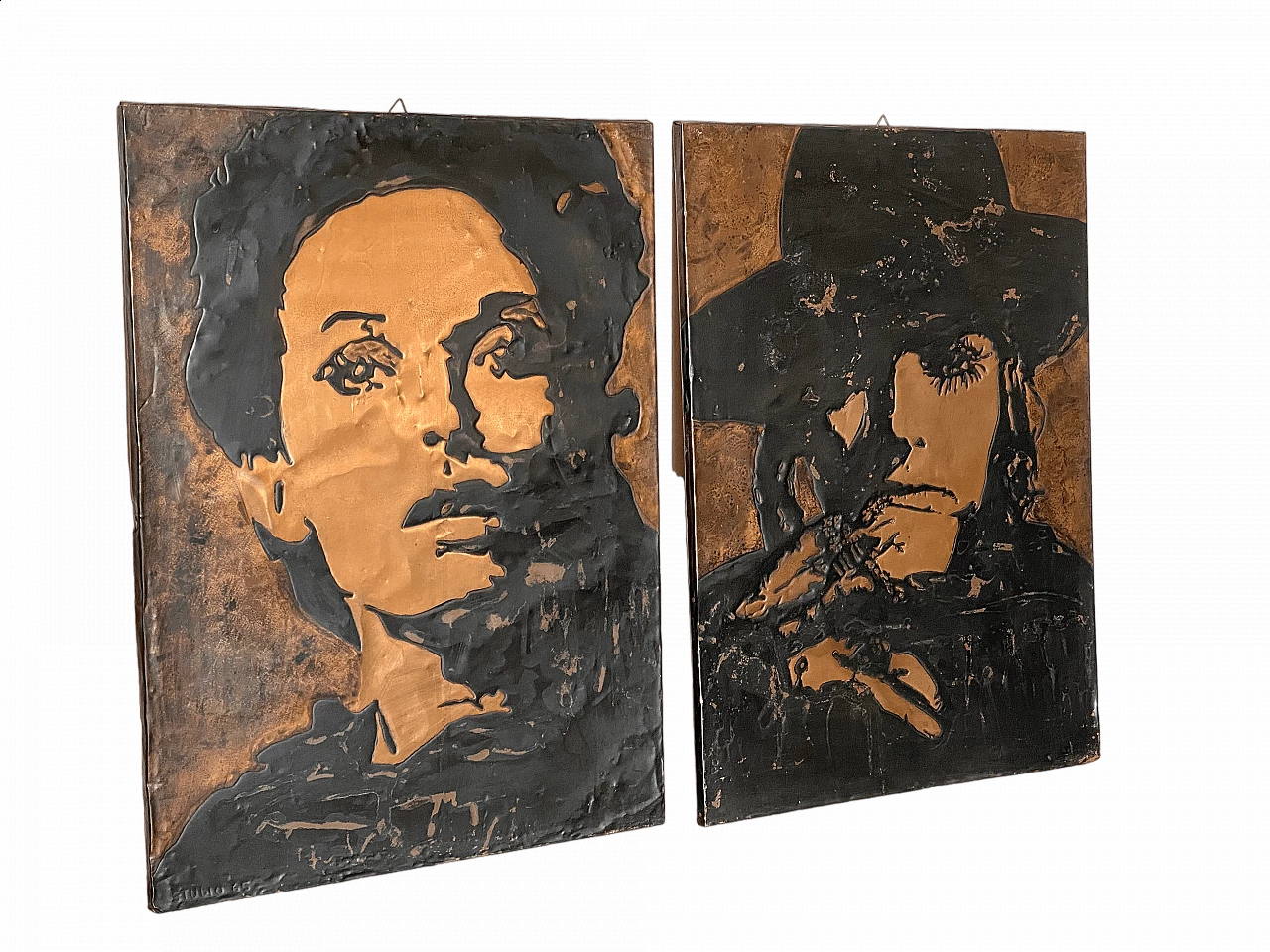Pair of copper panels by Anna Pozzo and Studio 65, 1970s 13